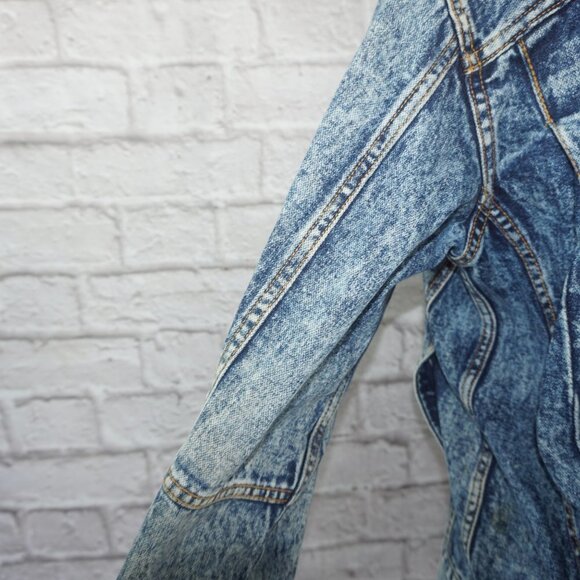 Vintage 80s Guess Acid Wash Denim Jean Jacket XL - Picture 5 of 10